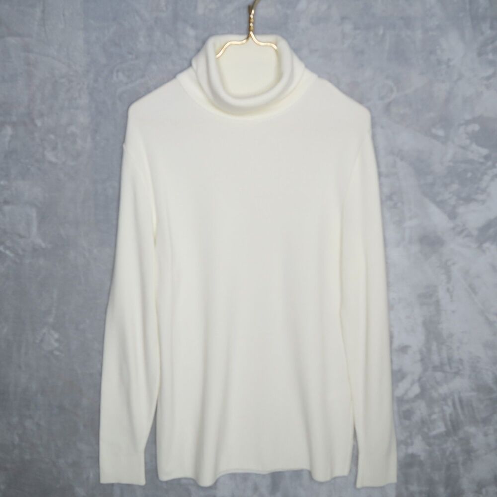 UNITED TOKYO Ivory Ribbed Turtleneck Sweater Size S/M Cotton Blend Japan Minimal